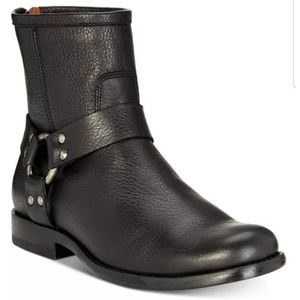 NEW! Frye Phillip Black Harness Moto Boots